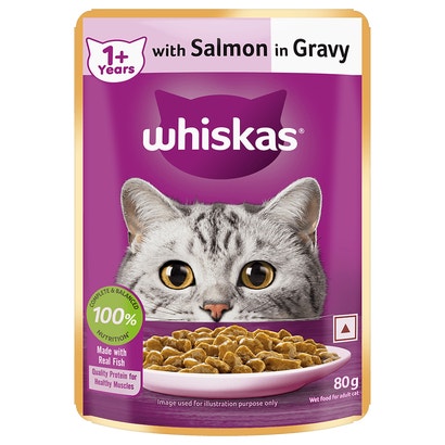 WHISKAS® Adult Wet Food, Salmon in Gravy Pouch